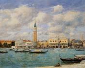尤金 布丹 : Venice, the Campanile, View of Canal San Marco from San Gior